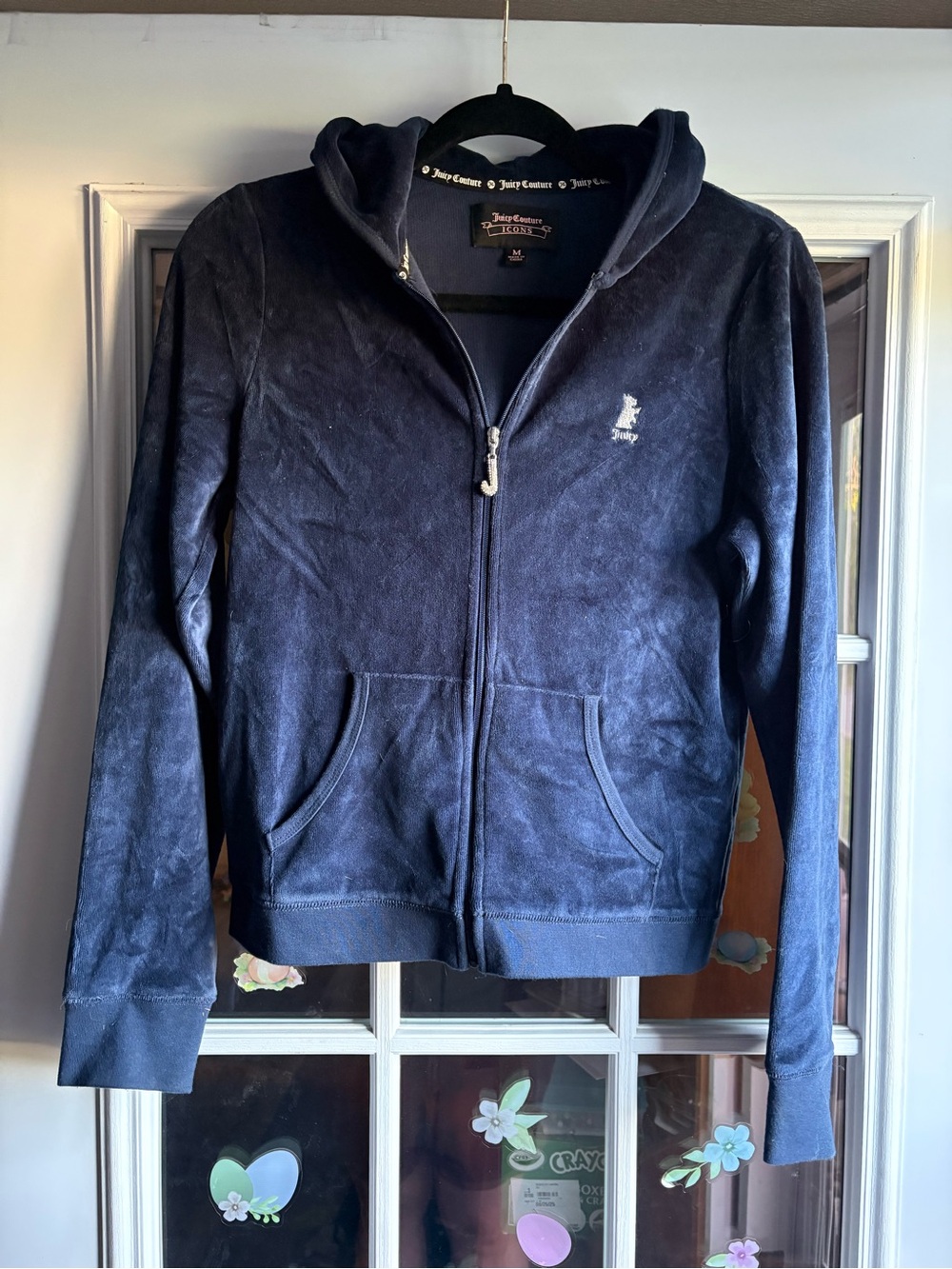 Y2K Juicy Couture Dark Blue Velour Zip Hoodie